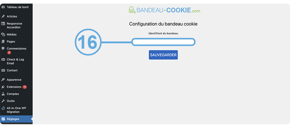 Installer un bandeau cookie sur Wordpress - Etape N°16